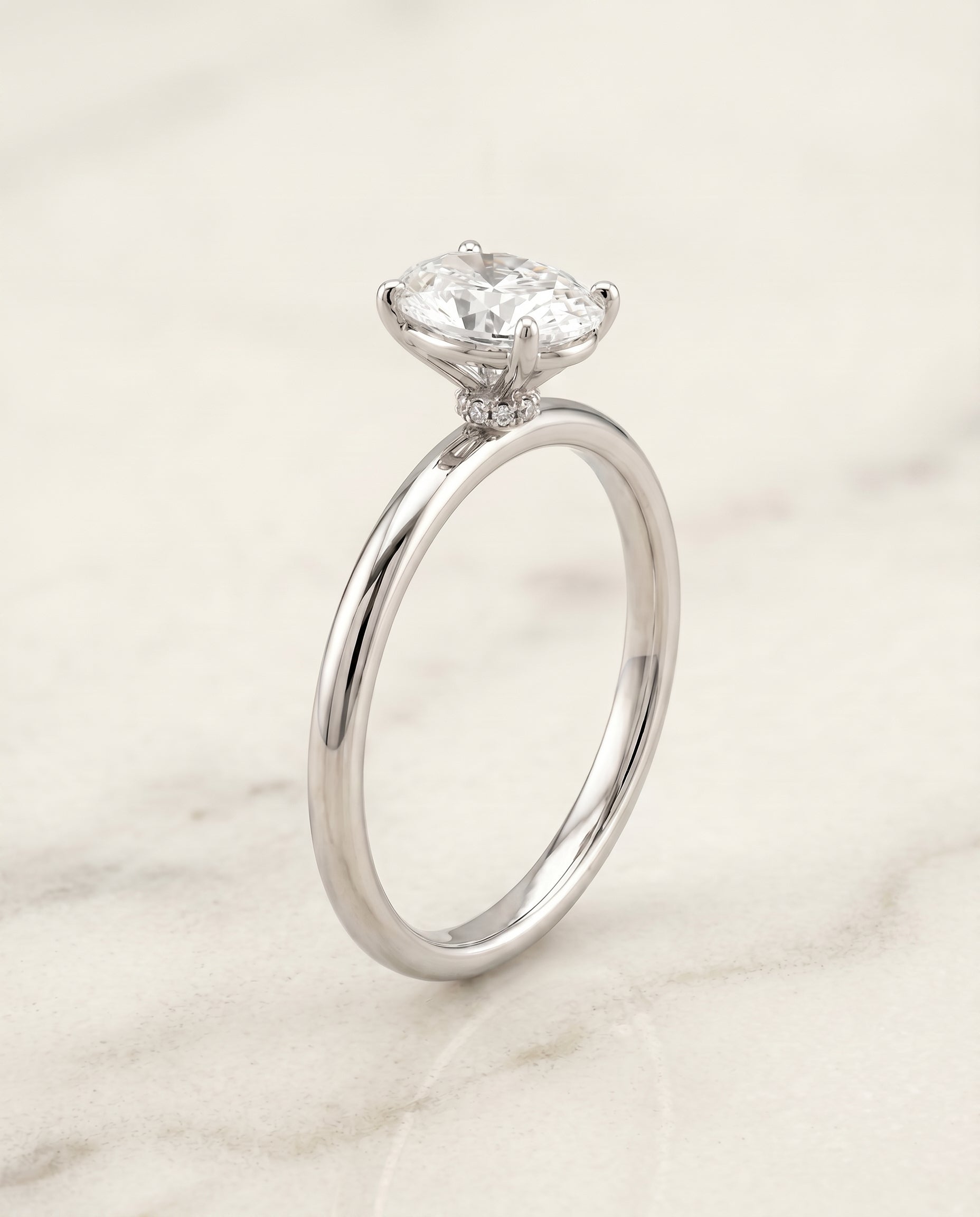 Hidden Halo Solitaire styling on The Joni oval engagement ring setting | RockHer