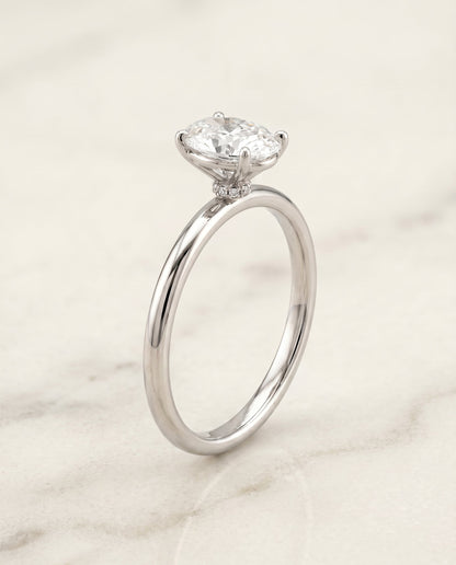 Joni Select Hidden Halo Oval Lab Diamond Engagement Ring in Platinum, front view | RockHer