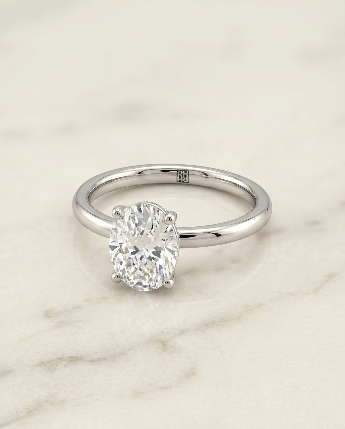 The Joni oval engagement ring setting in Platinum | RockHer