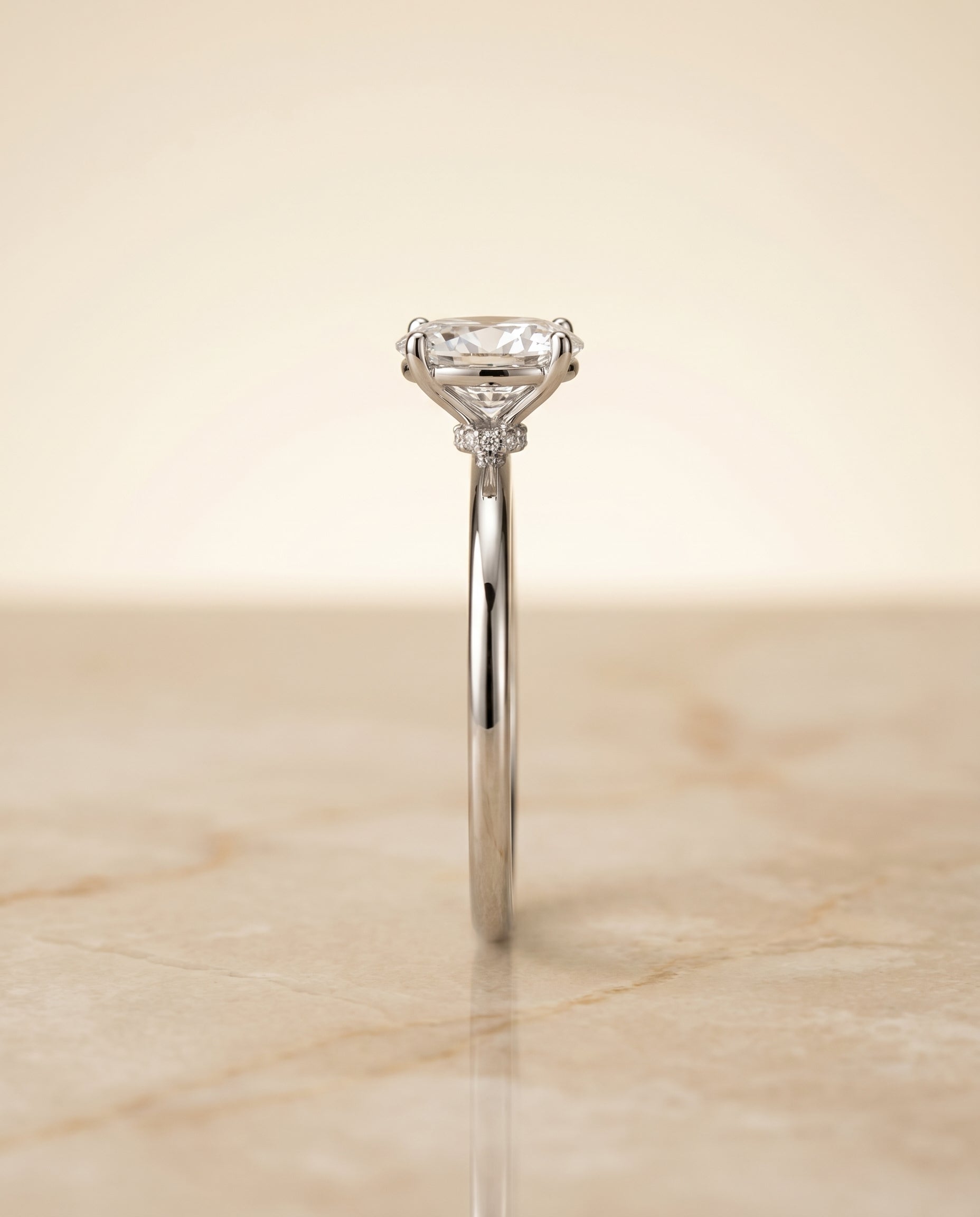 The Joni setting for oval diamonds, made to order in Platinum | RockHer