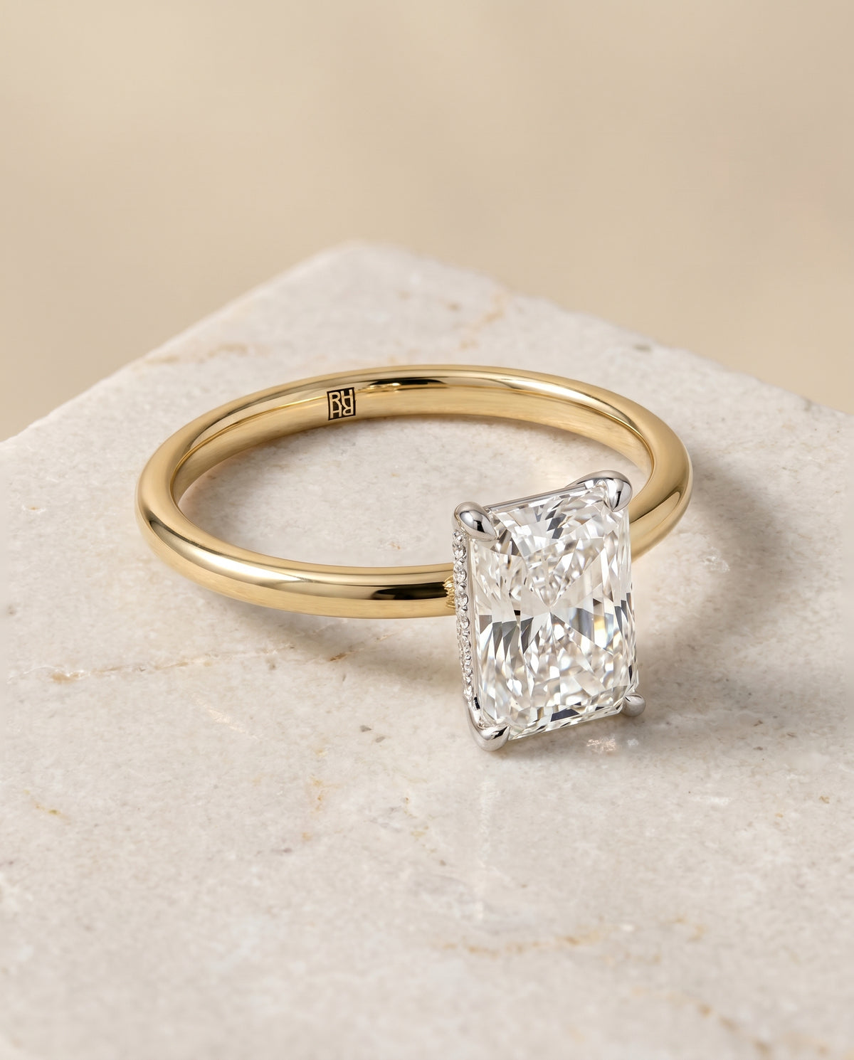 The Joni radiant engagement ring setting in 18K Yellow Gold | RockHer