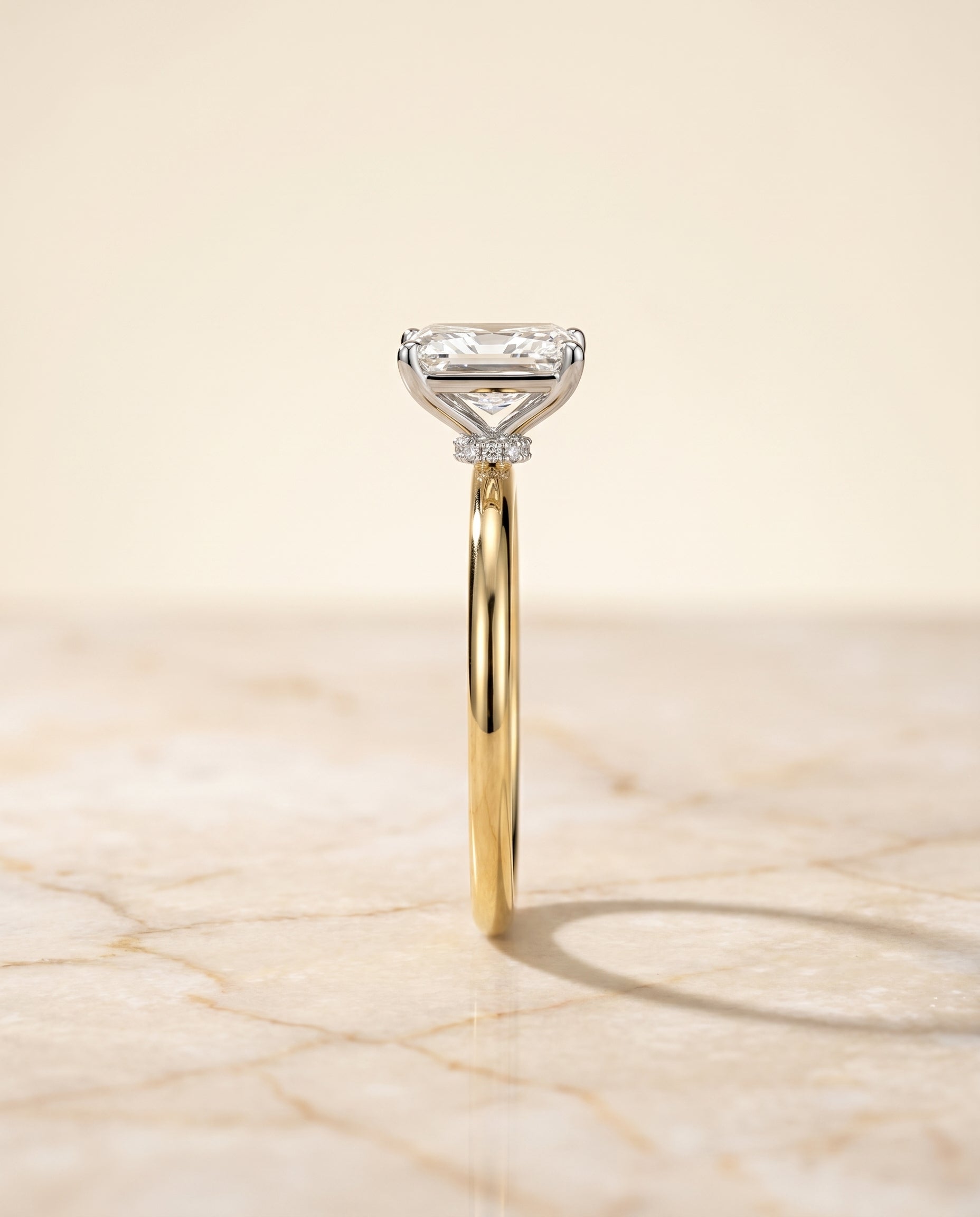 The Joni setting for radiant diamonds, made to order in 18K Yellow Gold | RockHer