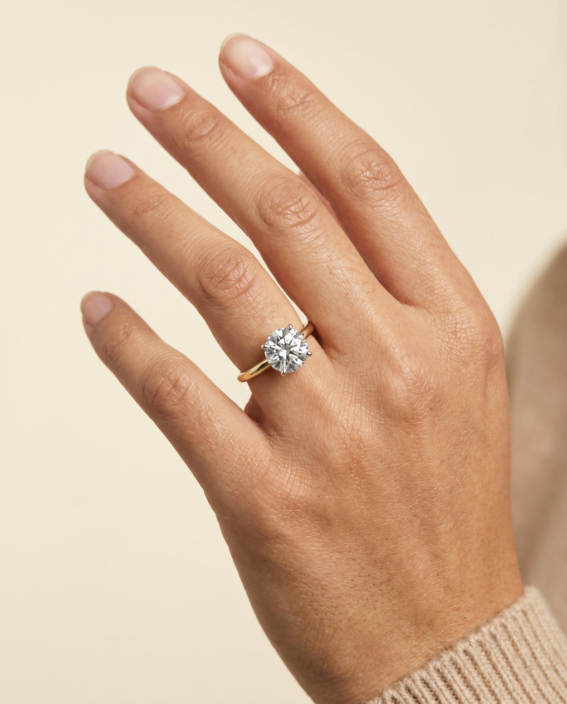 The Joni engagement ring setting in 18K Yellow Gold, hidden halo solitaire design | RockHer
