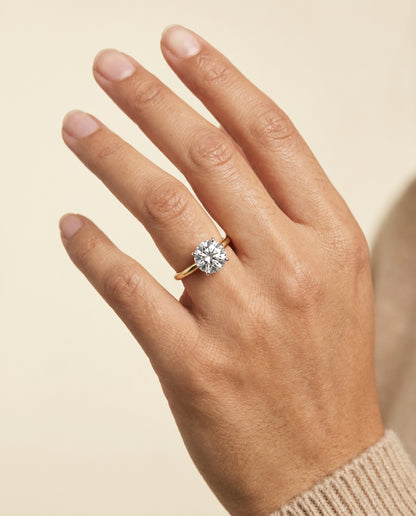 The Joni Hidden Halo Solitaire Round Engagement Ring Setting in 18K Yellow Gold