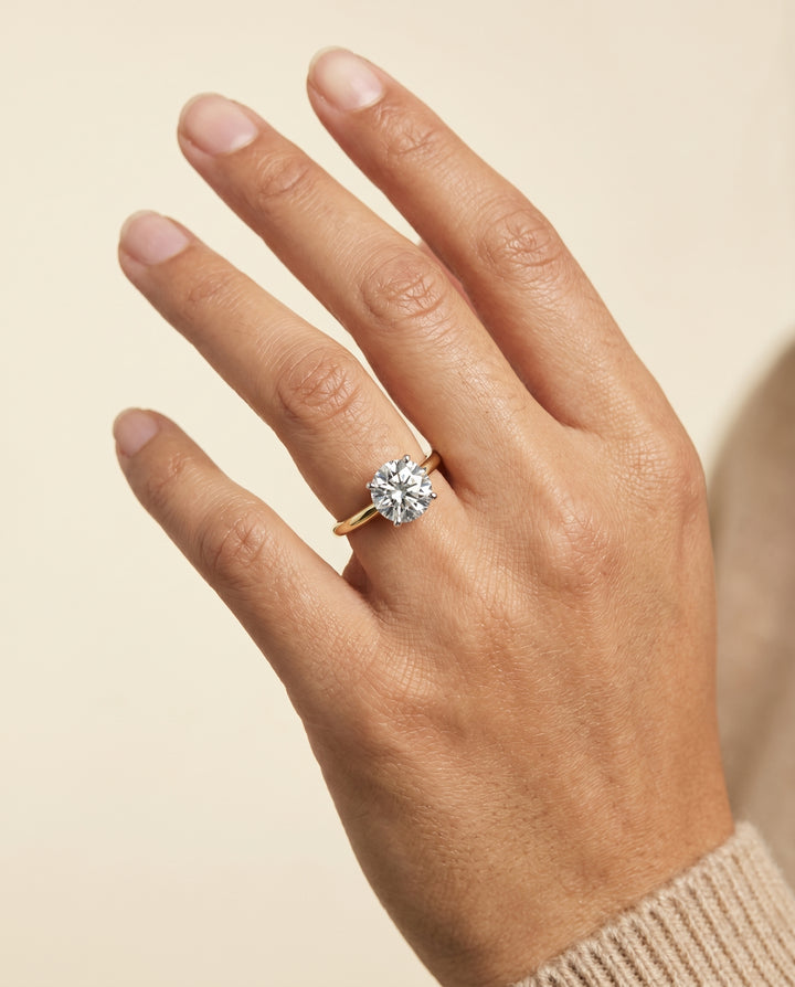 The Joni Hidden Halo Solitaire Round Engagement Ring Setting in 18K Yellow Gold