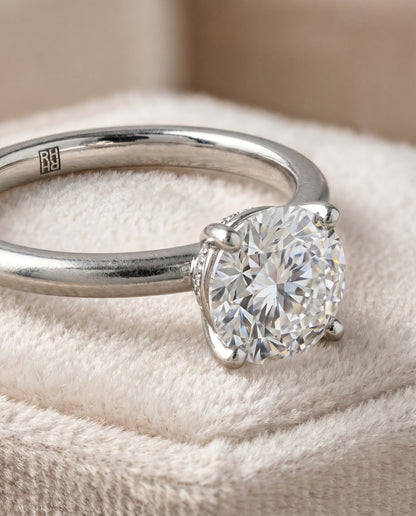 The Joni Hidden Halo Solitaire Round Engagement Ring Setting in Platinum