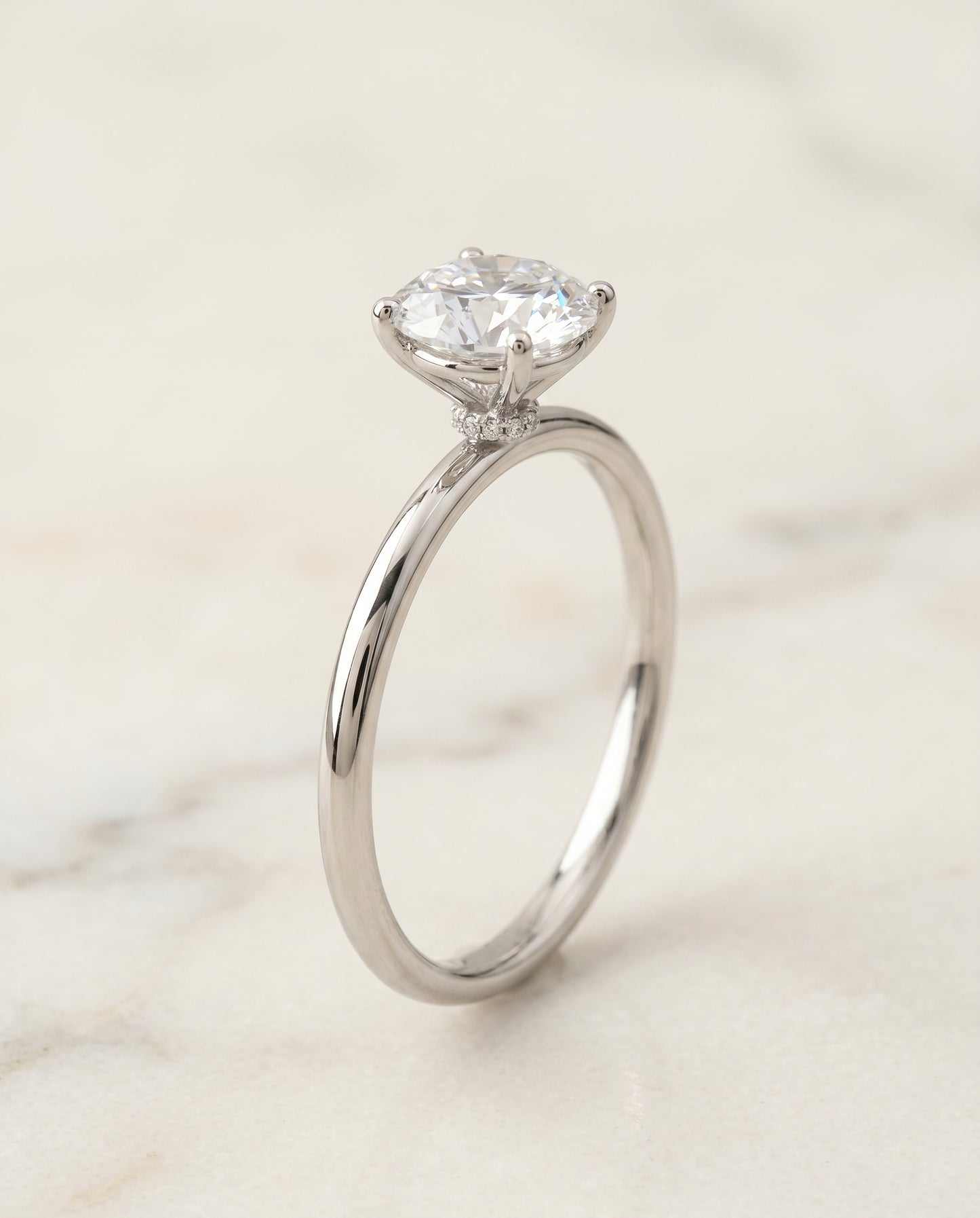 The Joni Hidden Halo Solitaire Engagement Ring Setting for Round Diamonds in Platinum
