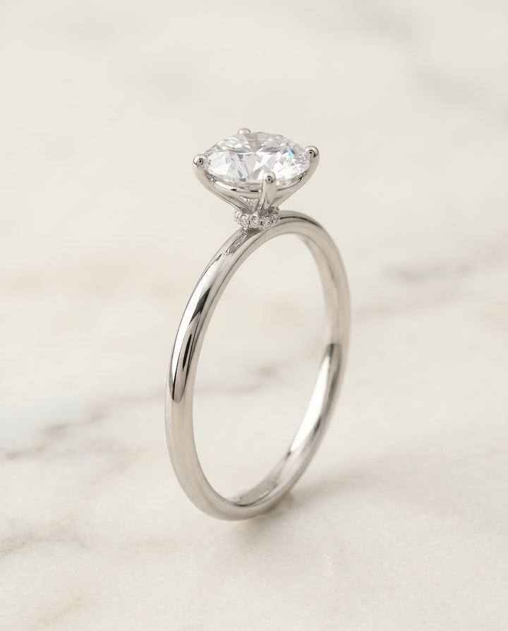 The Joni Hidden Halo Solitaire Engagement Ring Setting for Round Diamonds in Platinum