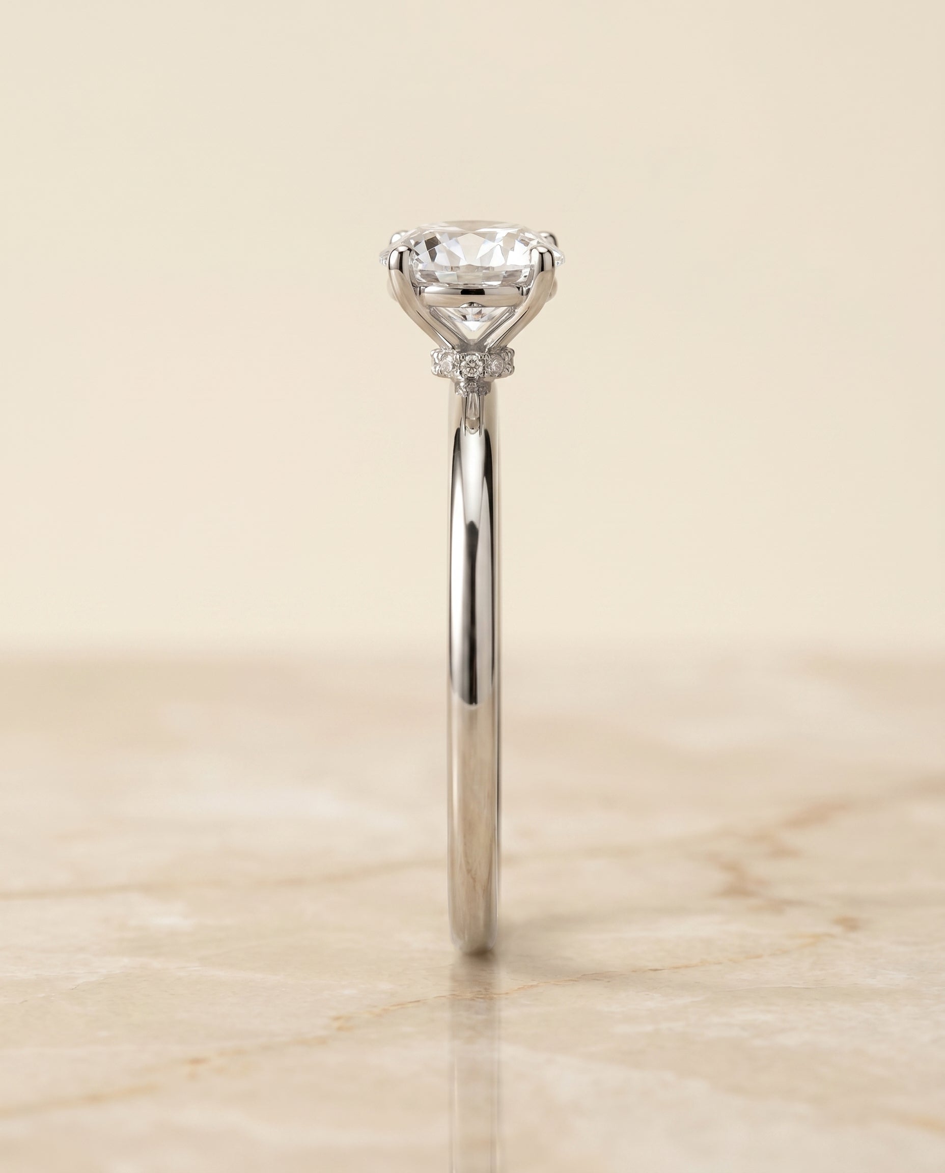 The Joni setting for round diamonds, made to order in Platinum | RockHer