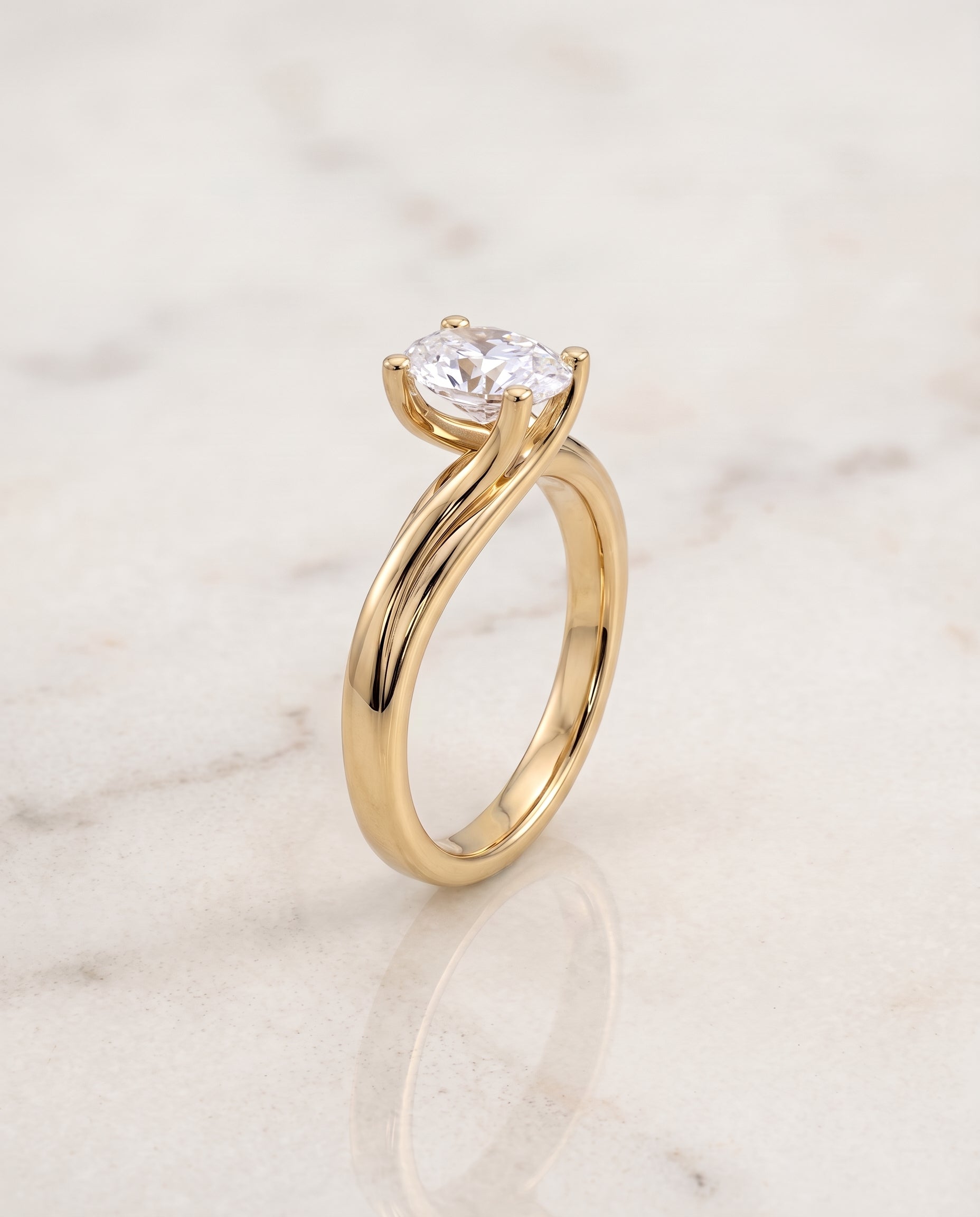 Twisted Bypass Solitaire styling on The Joplin oval engagement ring setting | RockHer