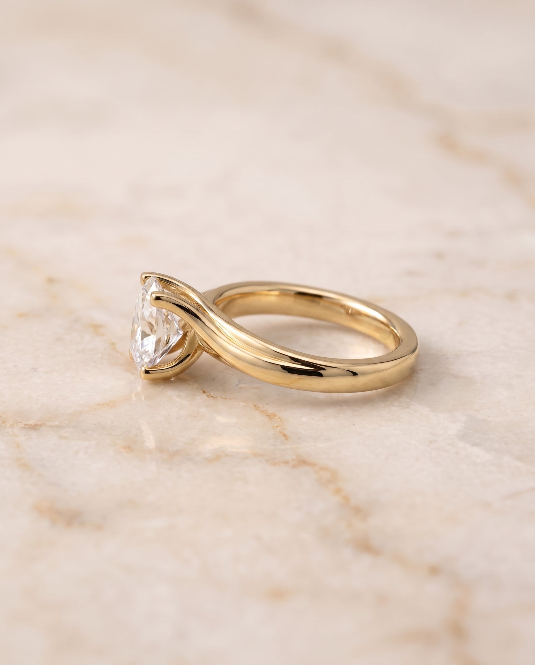 The Joplin setting for oval diamonds, made to order in 18K Yellow Gold | RockHer