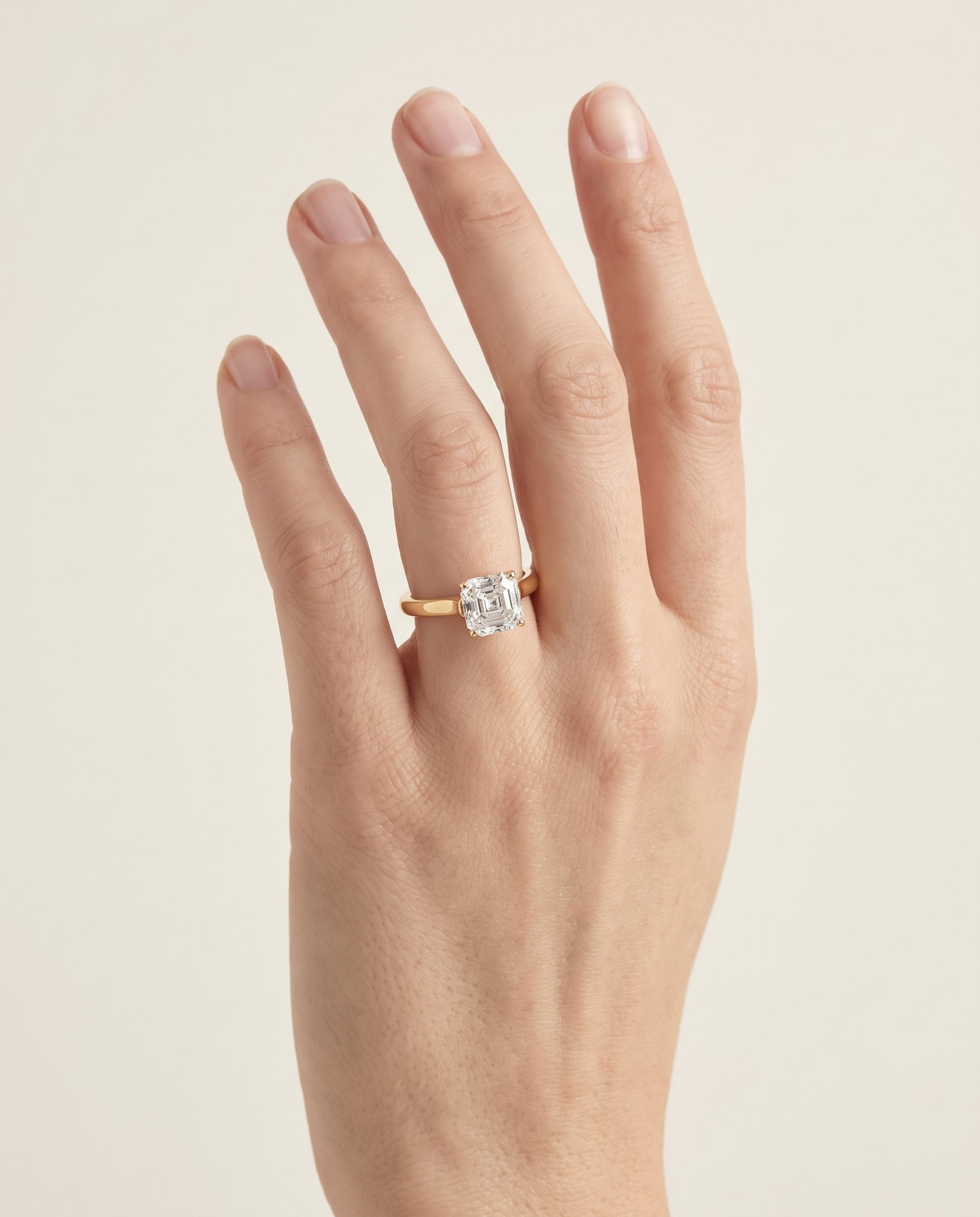 The Juliette Elegant Cathedral Squared Edge Solitaire Asscher Cut Engagement Ring Setting in 18K Yellow Gold