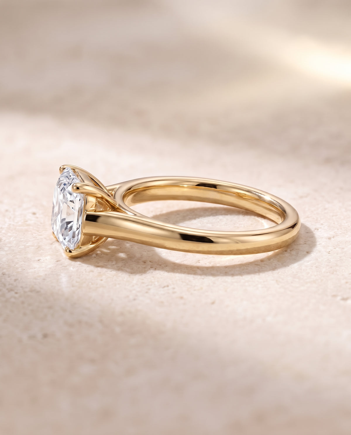 The Juliette Elegant Cathedral Squared Edge Solitaire Asscher Cut Engagement Ring Setting in 18K Yellow Gold