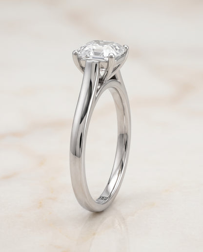 The Juliette Elegant Cathedral Squared Edge Solitaire Asscher Cut Engagement Ring Setting in Platinum