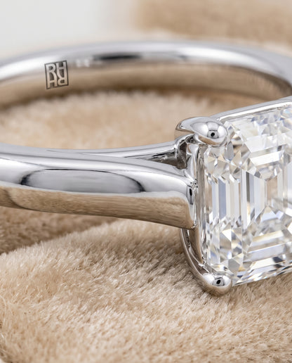 The Juliette Elegant Cathedral Squared Edge Solitaire Asscher Cut Engagement Ring Setting in Platinum