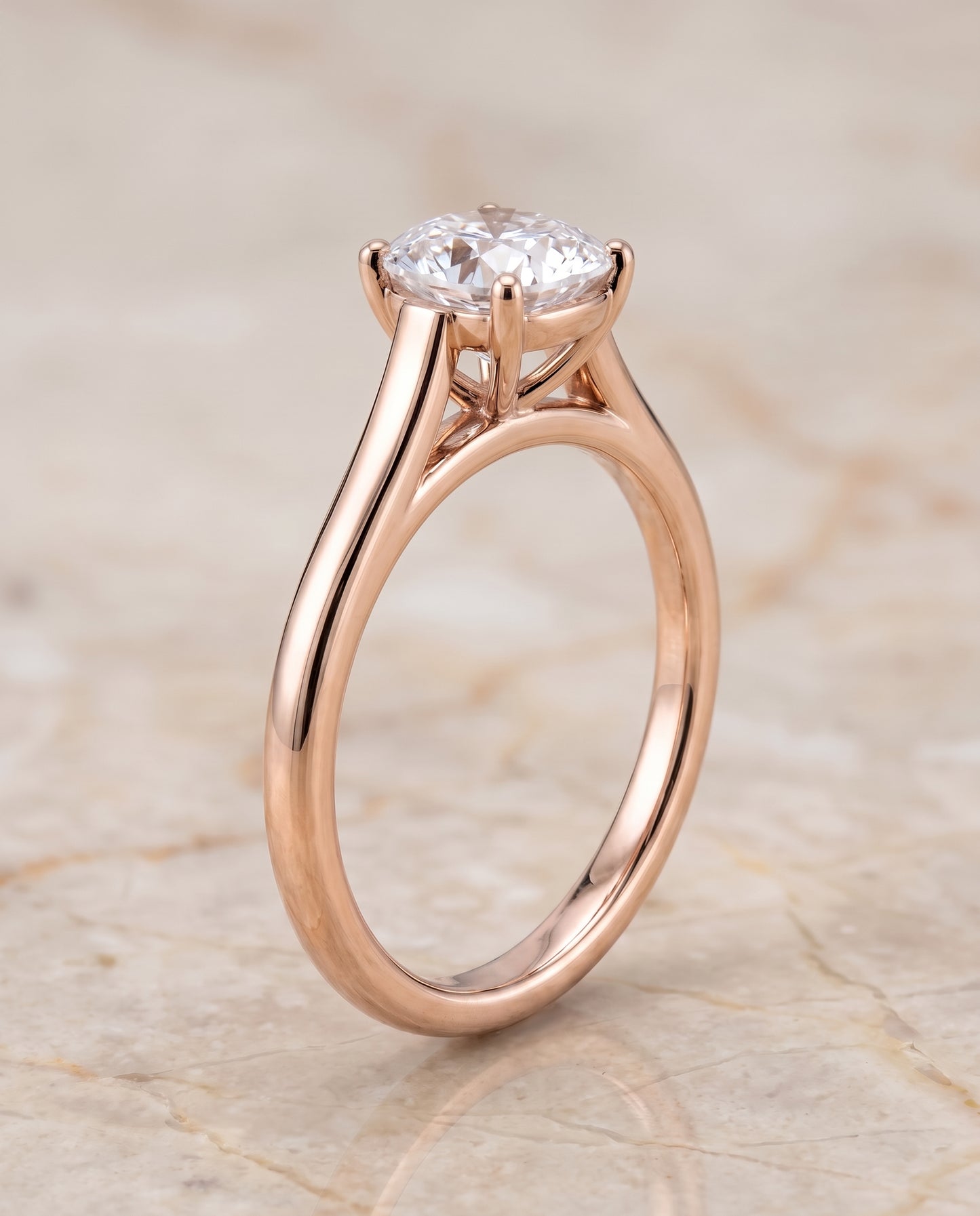 The Juliette Elegant Cathedral Squared Edge Solitaire Cushion Cut Engagement Ring Setting in 14K Rose Gold