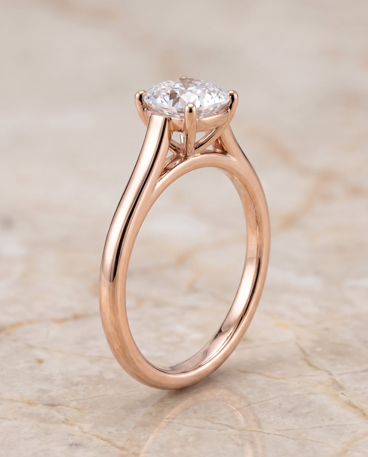 The Juliette Elegant Cathedral Squared Edge Solitaire Cushion Cut Engagement Ring Setting in 14K Rose Gold