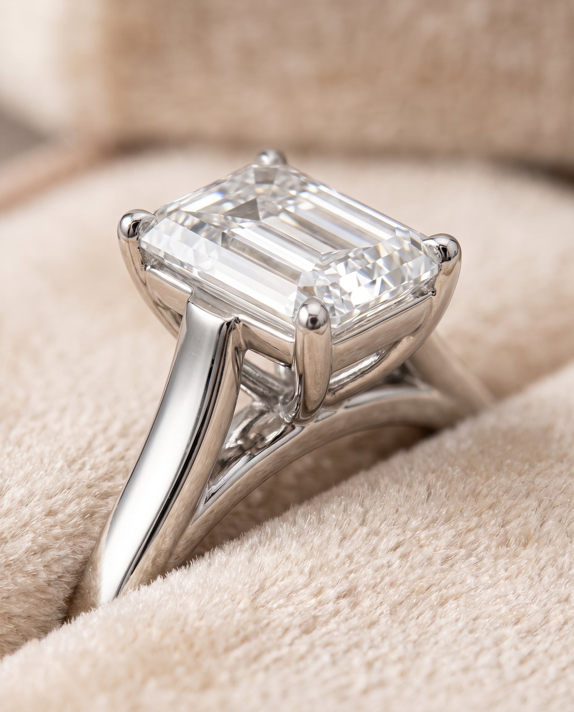 Platinum band of The Juliette emerald engagement ring setting | RockHer