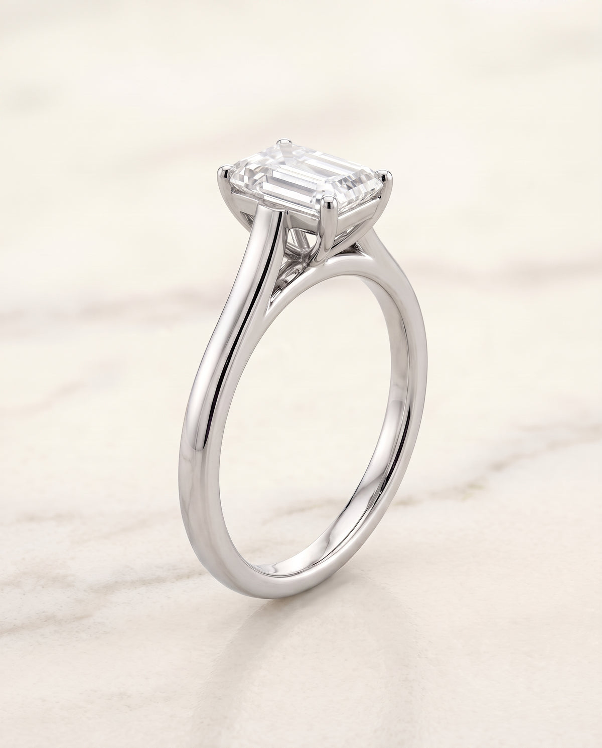 The Juliette setting for emerald diamonds, made to order in Platinum | RockHer