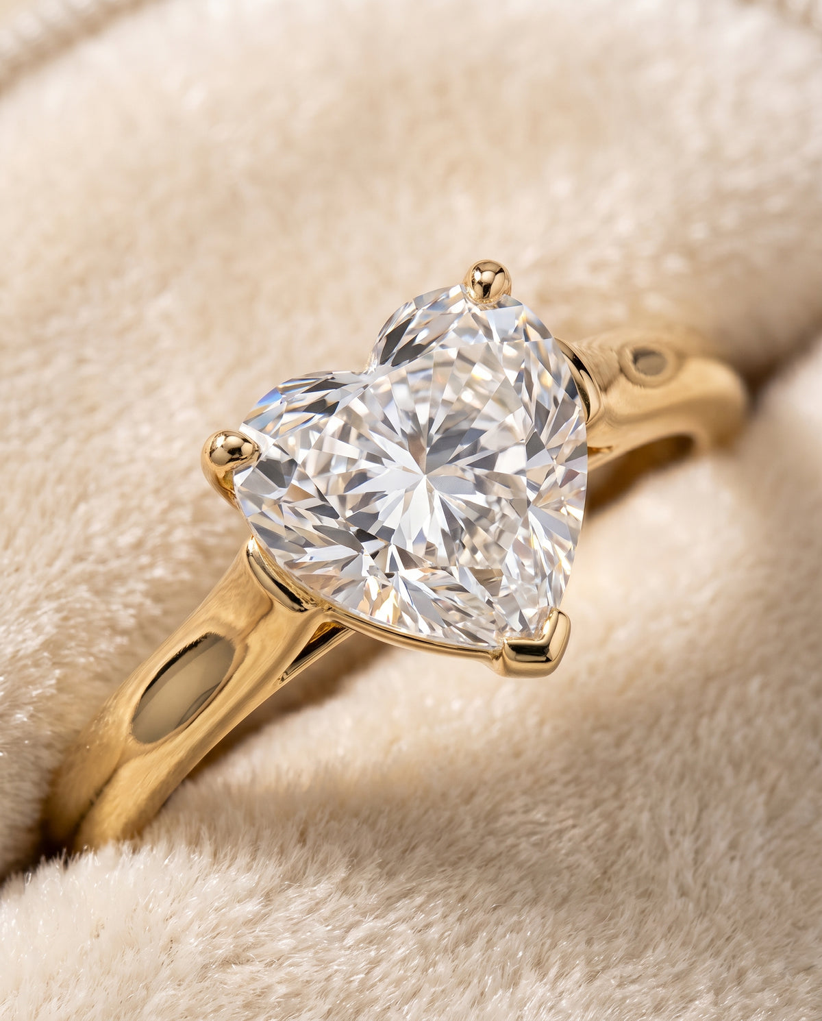 The Juliette Elegant Cathedral Squared Edge Solitaire Heart Engagement Ring Setting in 18K Yellow Gold