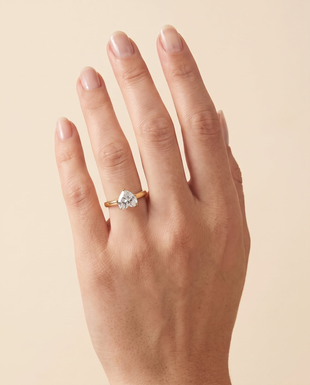 The Juliette Elegant Cathedral Squared Edge Solitaire Heart Engagement Ring Setting in 18K Yellow Gold