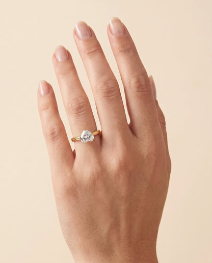 The Juliette Elegant Cathedral Squared Edge Solitaire Heart Engagement Ring Setting in 18K Yellow Gold