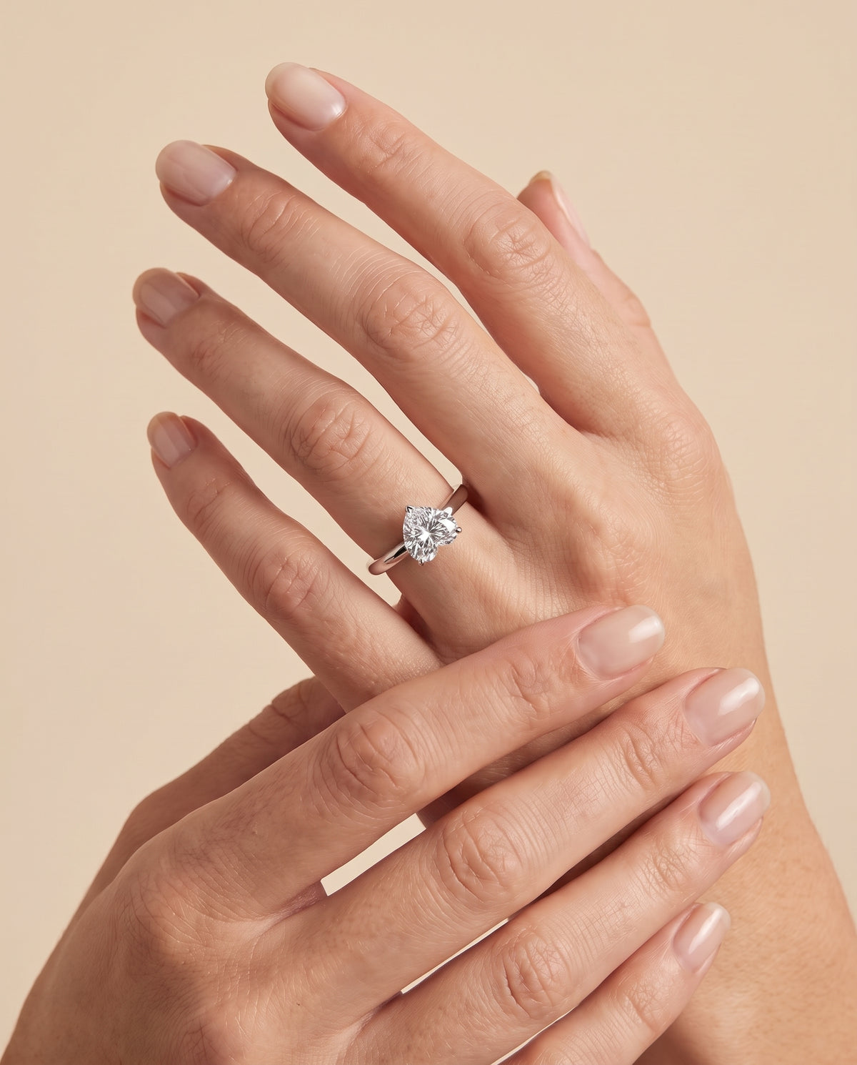 The Juliette Elegant Cathedral Squared Edge Solitaire Heart Engagement Ring Setting in 18K White Gold