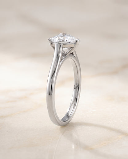 The Juliette Elegant Cathedral Squared Edge Solitaire Heart Engagement Ring Setting in 18K White Gold