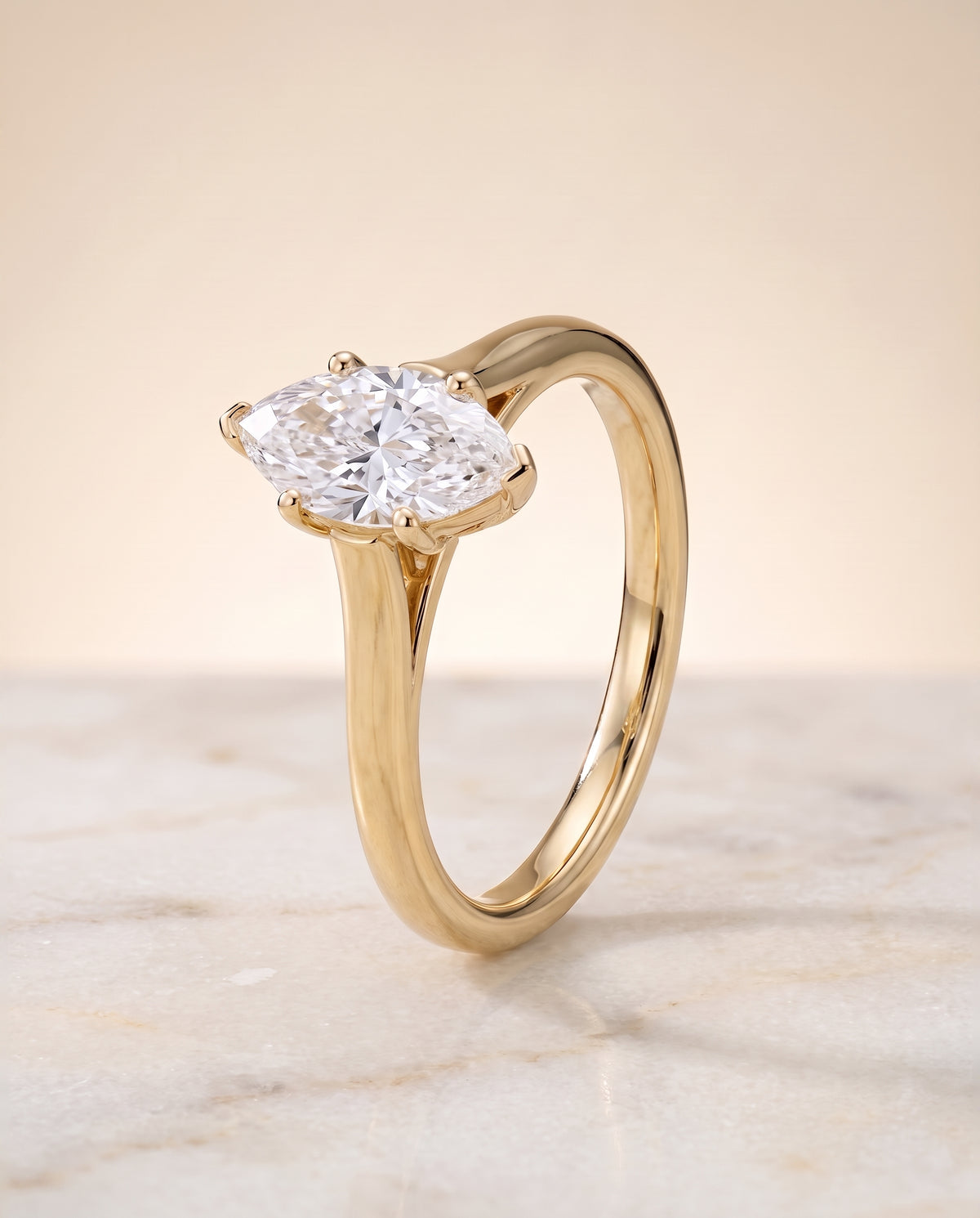 Elegant Cathedral Squared Edge Solitaire styling on The Juliette marquise engagement ring setting | RockHer