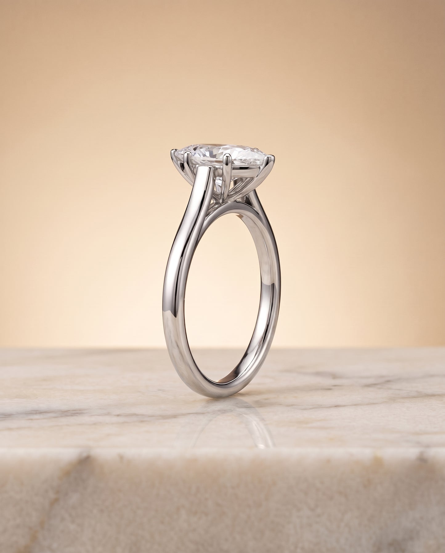 The Juliette Elegant Cathedral Squared Edge Solitaire Marquise Engagement Ring Setting in 18K White Gold