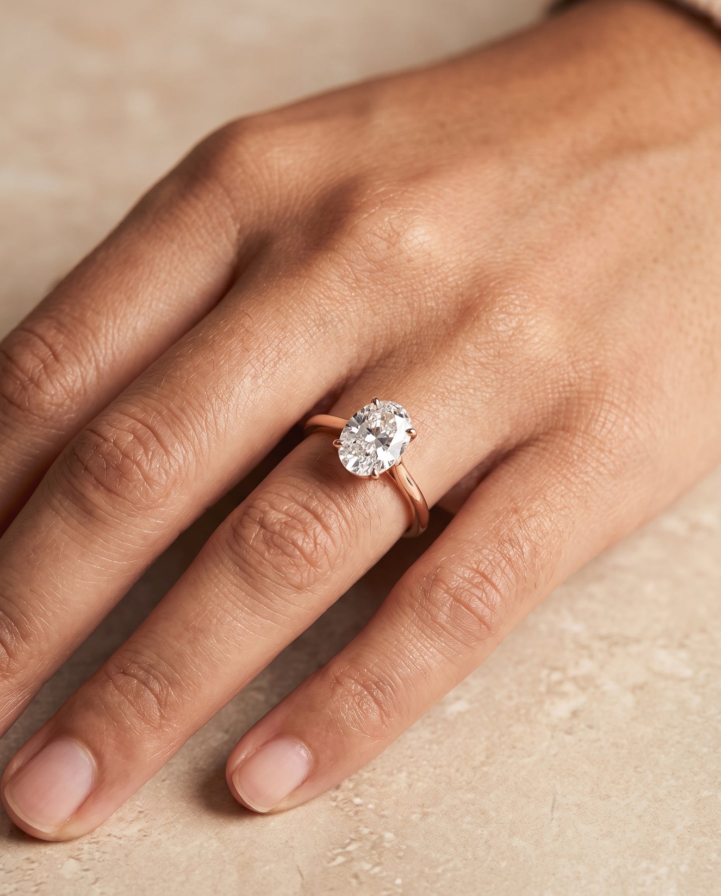 The Juliette Elegant Cathedral Squared Edge Solitaire Oval Engagement Ring Setting in 14K Rose Gold