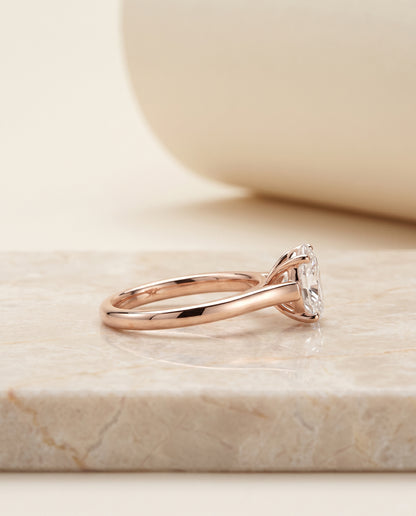 The Juliette Elegant Cathedral Squared Edge Solitaire Oval Engagement Ring Setting in 14K Rose Gold