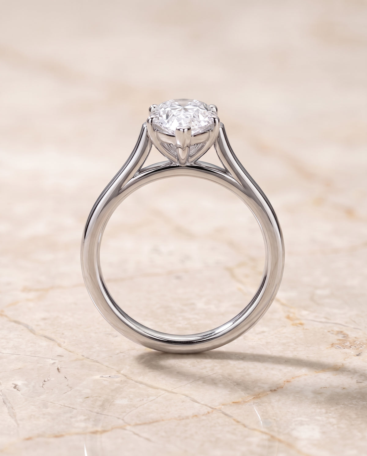 The Juliette Elegant Cathedral Squared Edge Solitaire Pear Engagement Ring Setting in Platinum