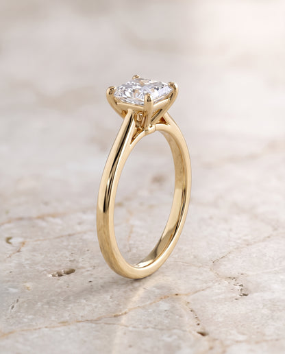 The Juliette Elegant Cathedral Squared Edge Solitaire Princess Cut Engagement Ring Setting in 18K Yellow Gold