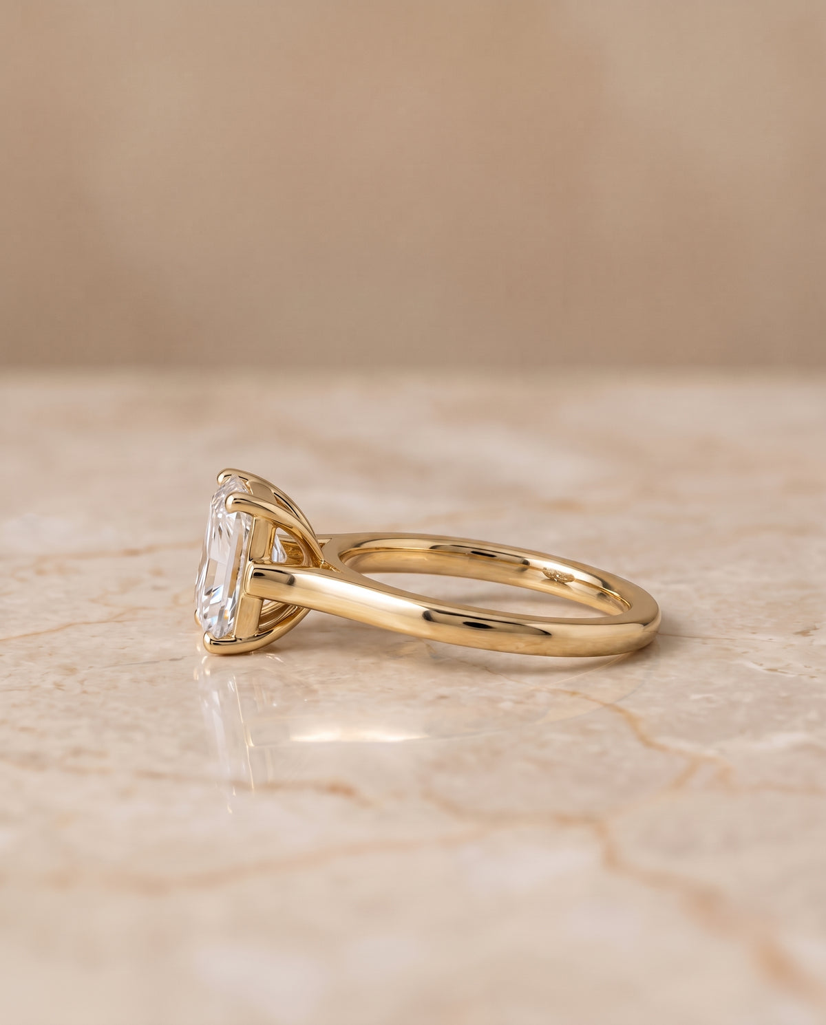 The Juliette Elegant Cathedral Squared Edge Solitaire Radiant Cut Engagement Ring Setting in 18K Yellow Gold
