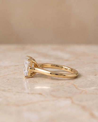 The Juliette Elegant Cathedral Squared Edge Solitaire Radiant Cut Engagement Ring Setting in 18K Yellow Gold