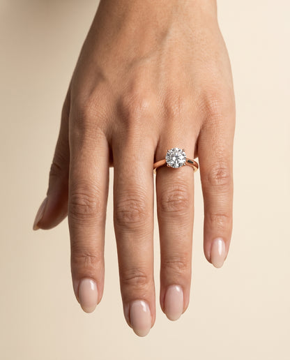 The Juliette Elegant Cathedral Squared Edge Solitaire Round Engagement Ring Setting in 14K Rose Gold