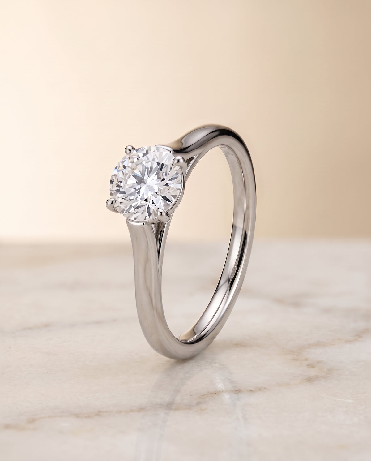 Elegant Cathedral Squared Edge Solitaire styling on The Juliette round engagement ring setting | RockHer