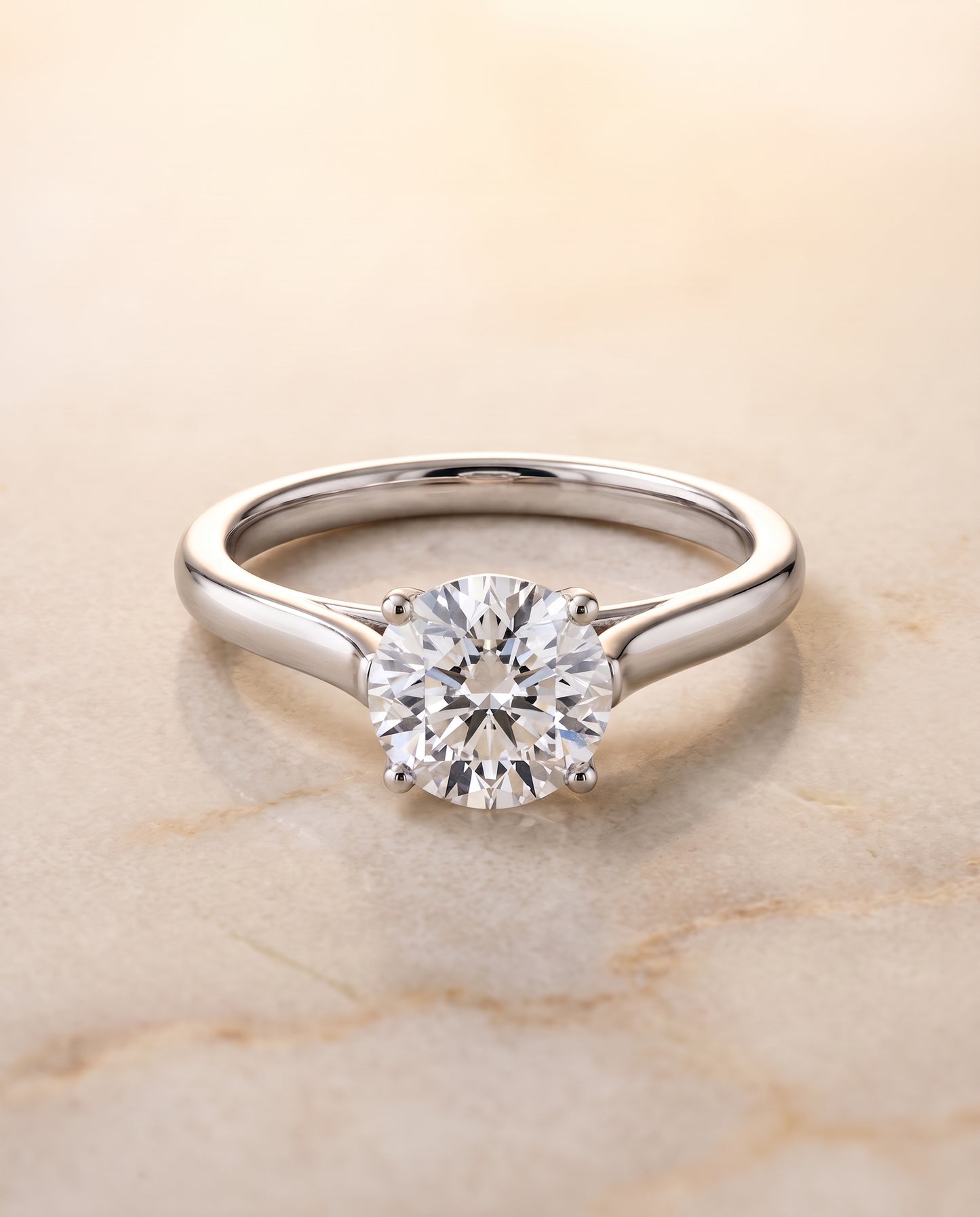 The Juliette Elegant Cathedral Squared Edge Solitaire Round Engagement Ring Setting in Platinum