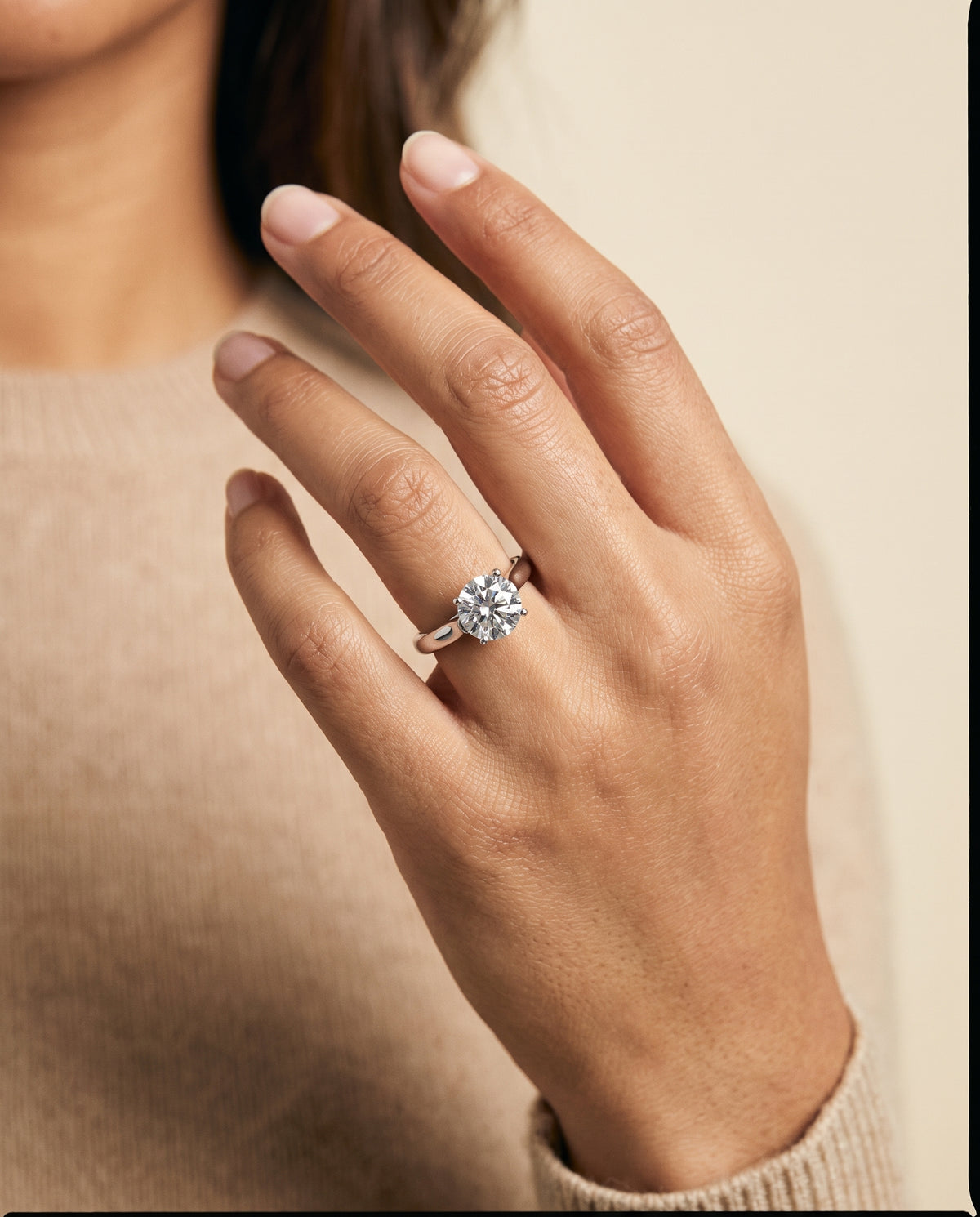 The Juliette engagement ring setting in Platinum, elegant cathedral squared edge solitaire design | RockHer