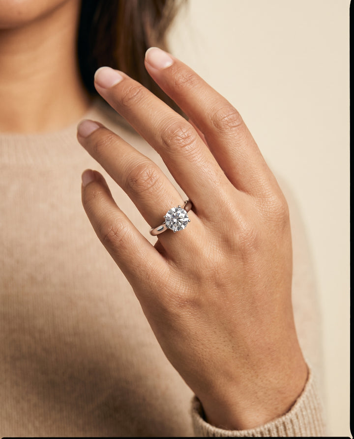 The Juliette Elegant Cathedral Squared Edge Solitaire Round Engagement Ring Setting in Platinum