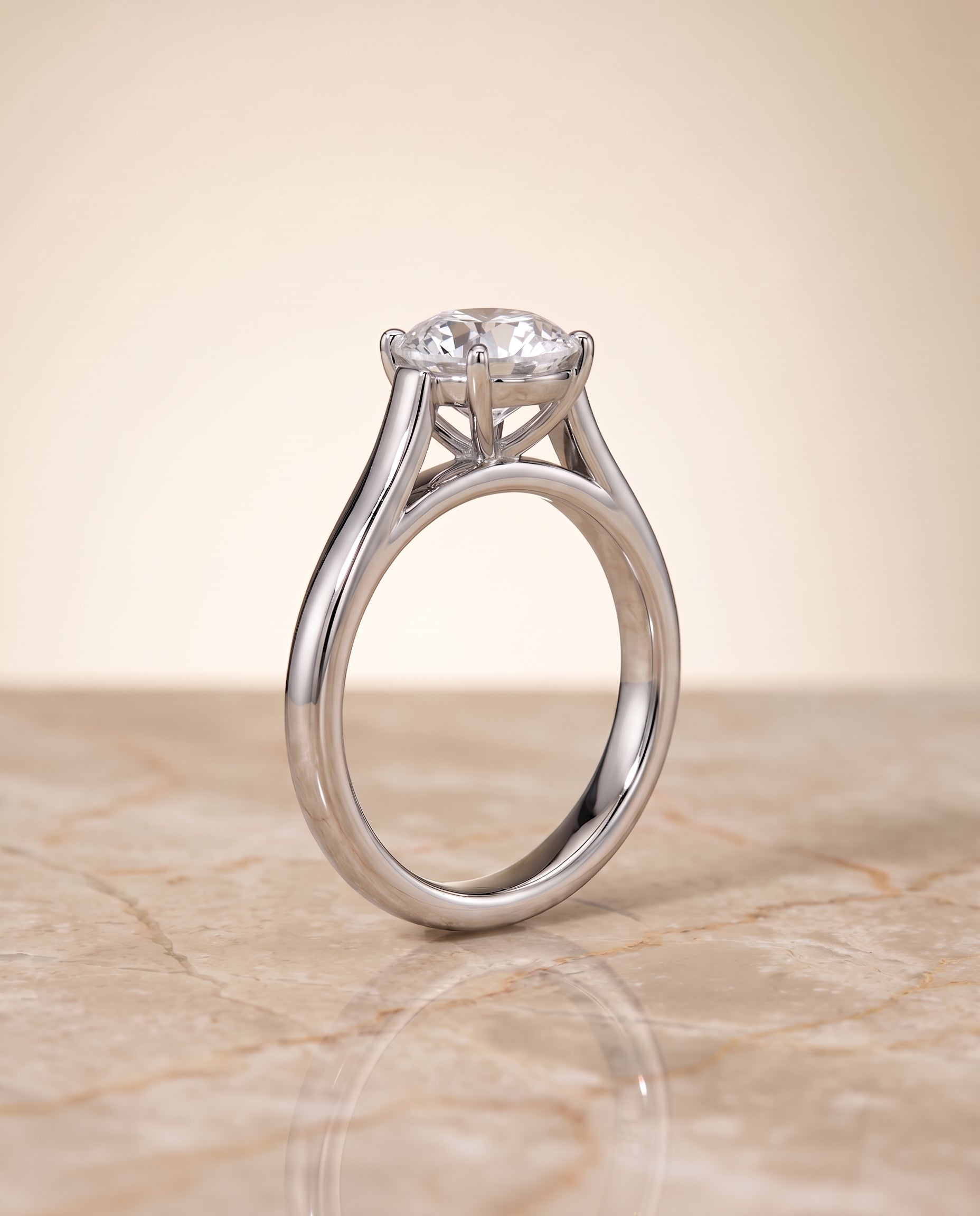 The Juliette setting for round diamonds, made to order in Platinum | RockHer