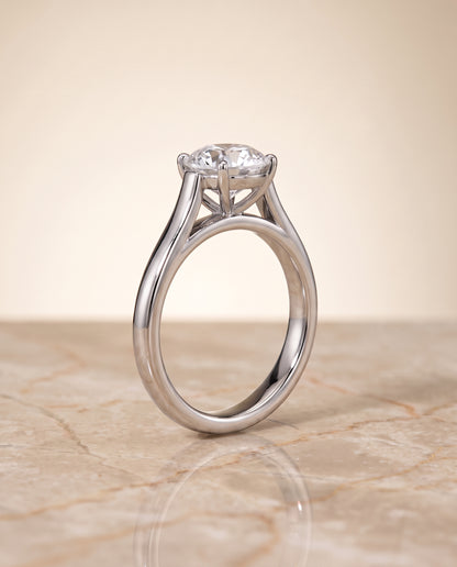 The Juliette Elegant Cathedral Squared Edge Solitaire Round Engagement Ring Setting in Platinum