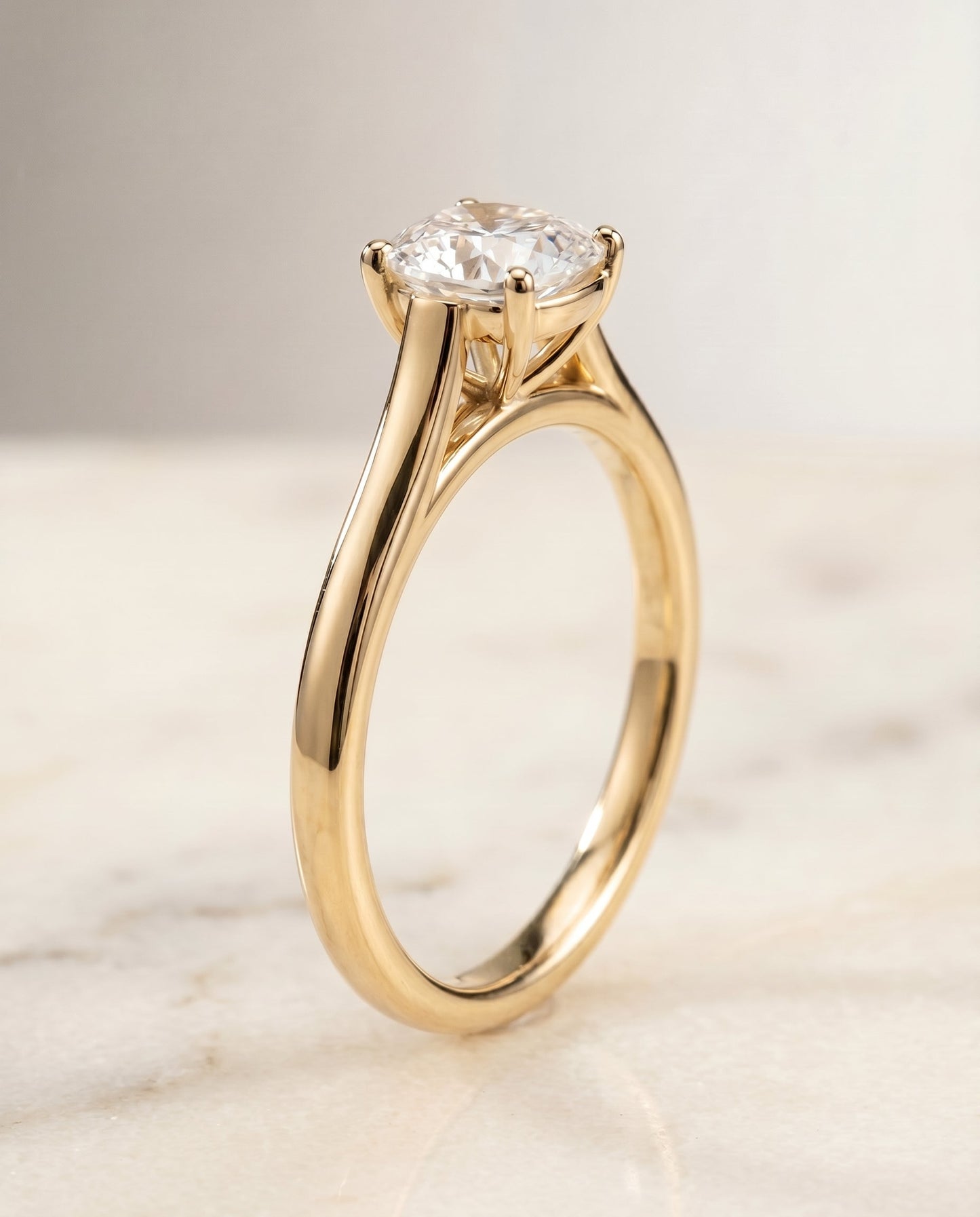 The Juliette Select Cathedral Solitaire Engagement Ring with Lab Diamond in 18K Yellow Gold - view 2