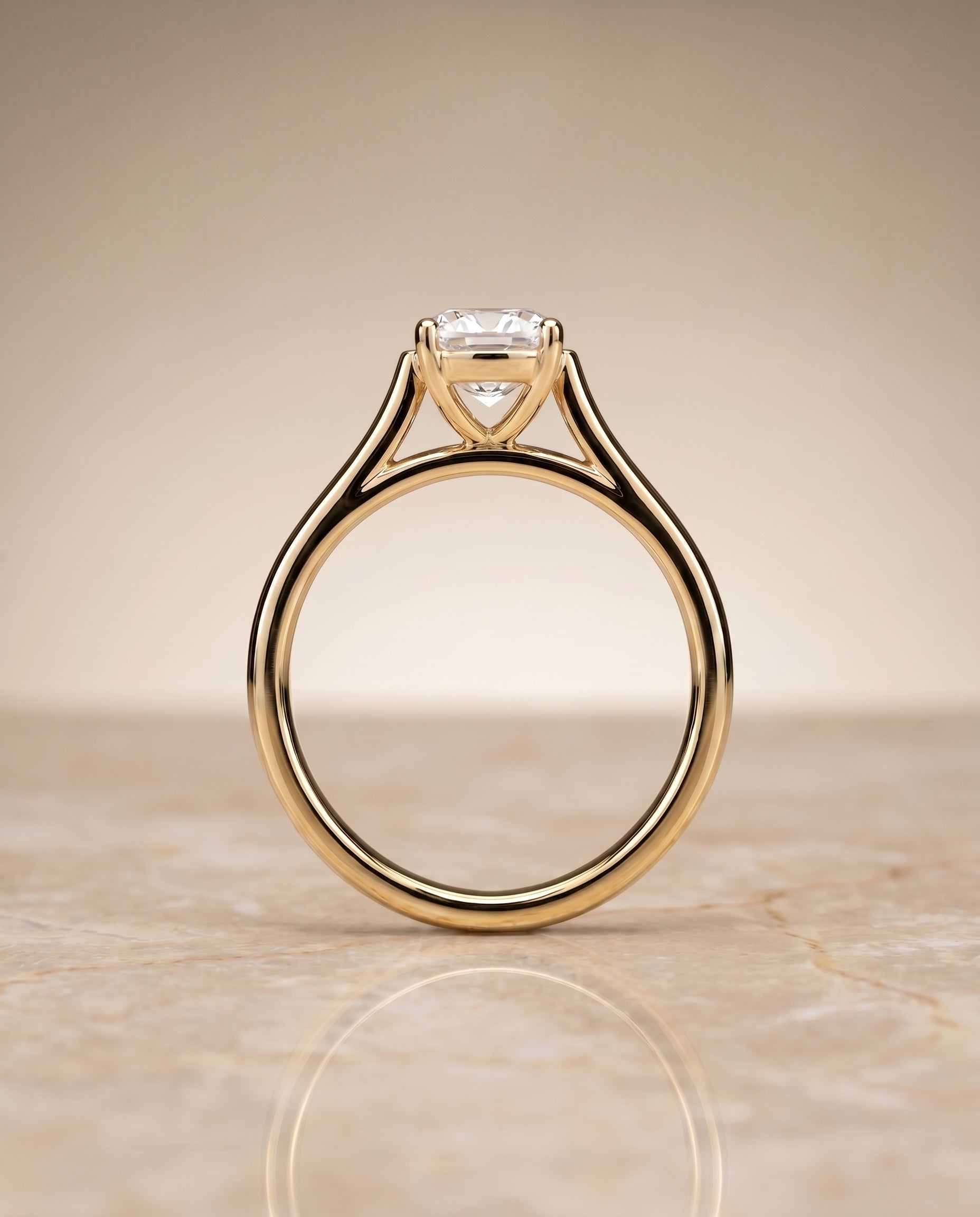 The Juliette setting for cushion diamonds, made to order in 18K Yellow Gold | RockHer