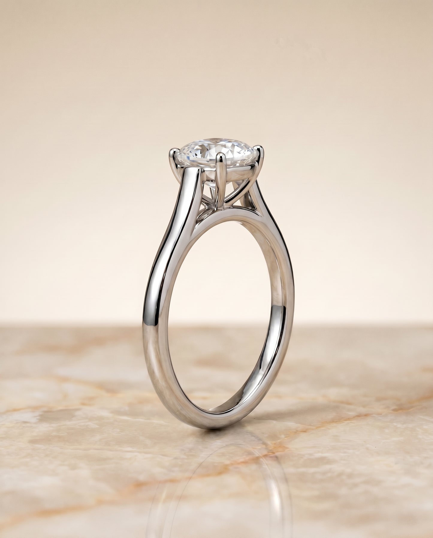 The Juliette Elegant Cathedral Squared Edge Solitaire Cushion Cut Engagement Ring Setting in Platinum