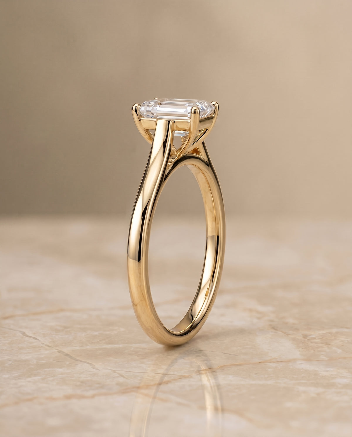 Elegant Cathedral Squared Edge Solitaire Cut styling on The Juliette emerald engagement ring setting | RockHer