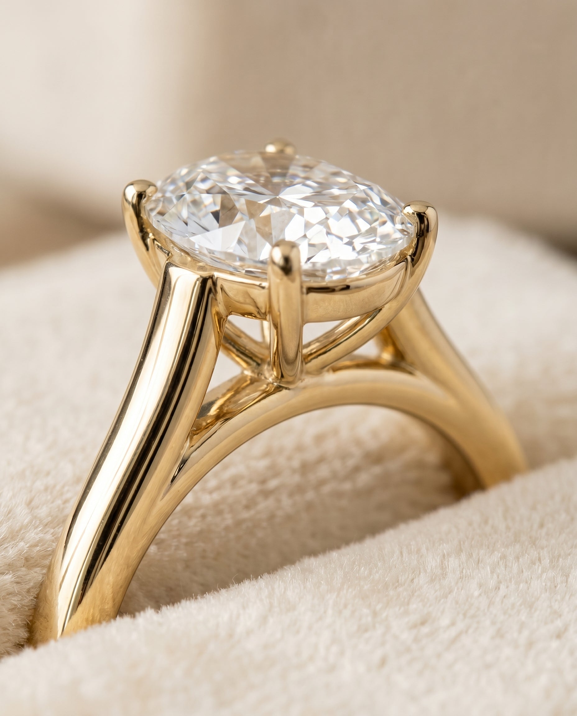 18K Yellow Gold band of The Juliette oval engagement ring setting | RockHer