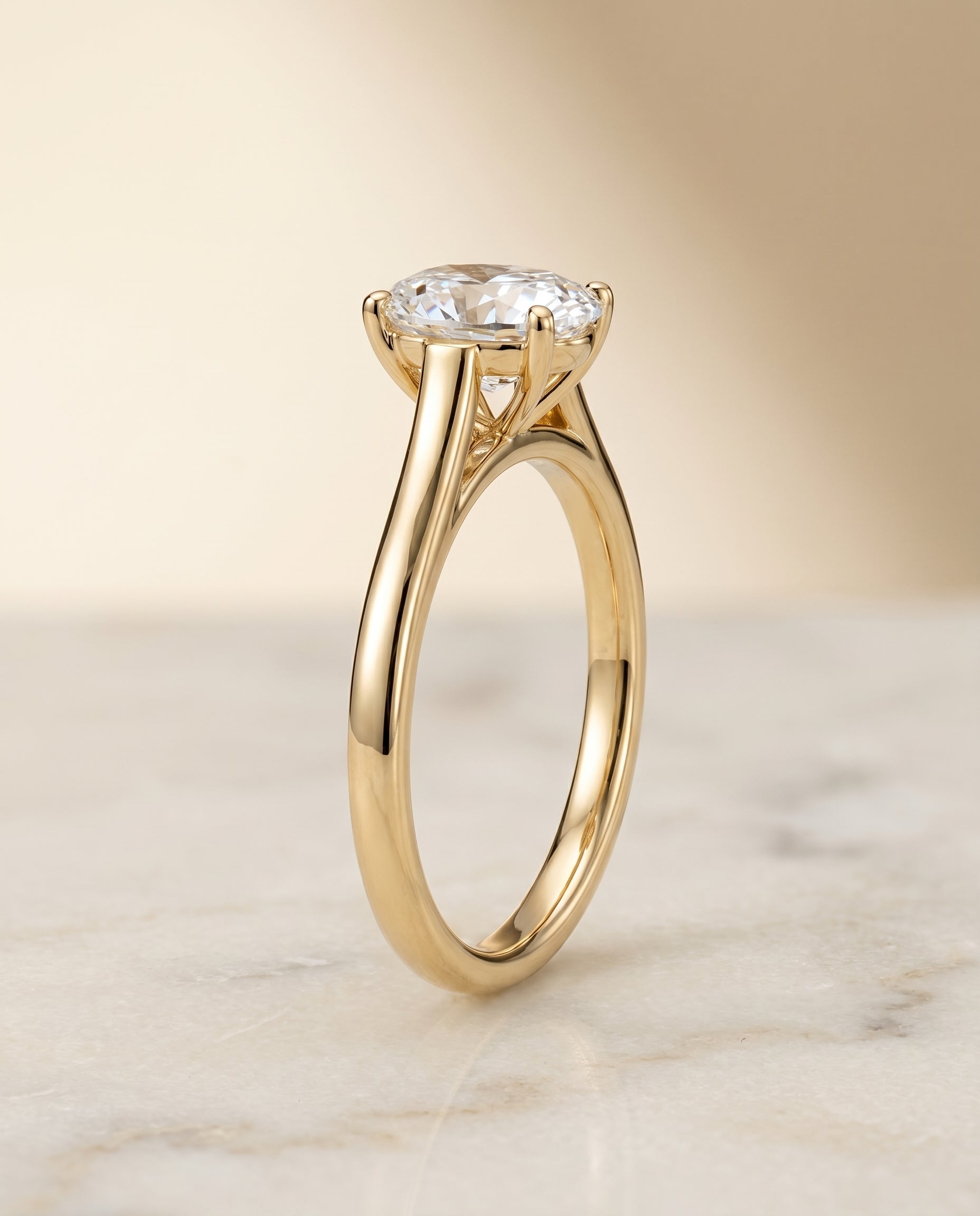Elegant Cathedral Squared Edge Solitaire styling on The Juliette oval engagement ring setting | RockHer