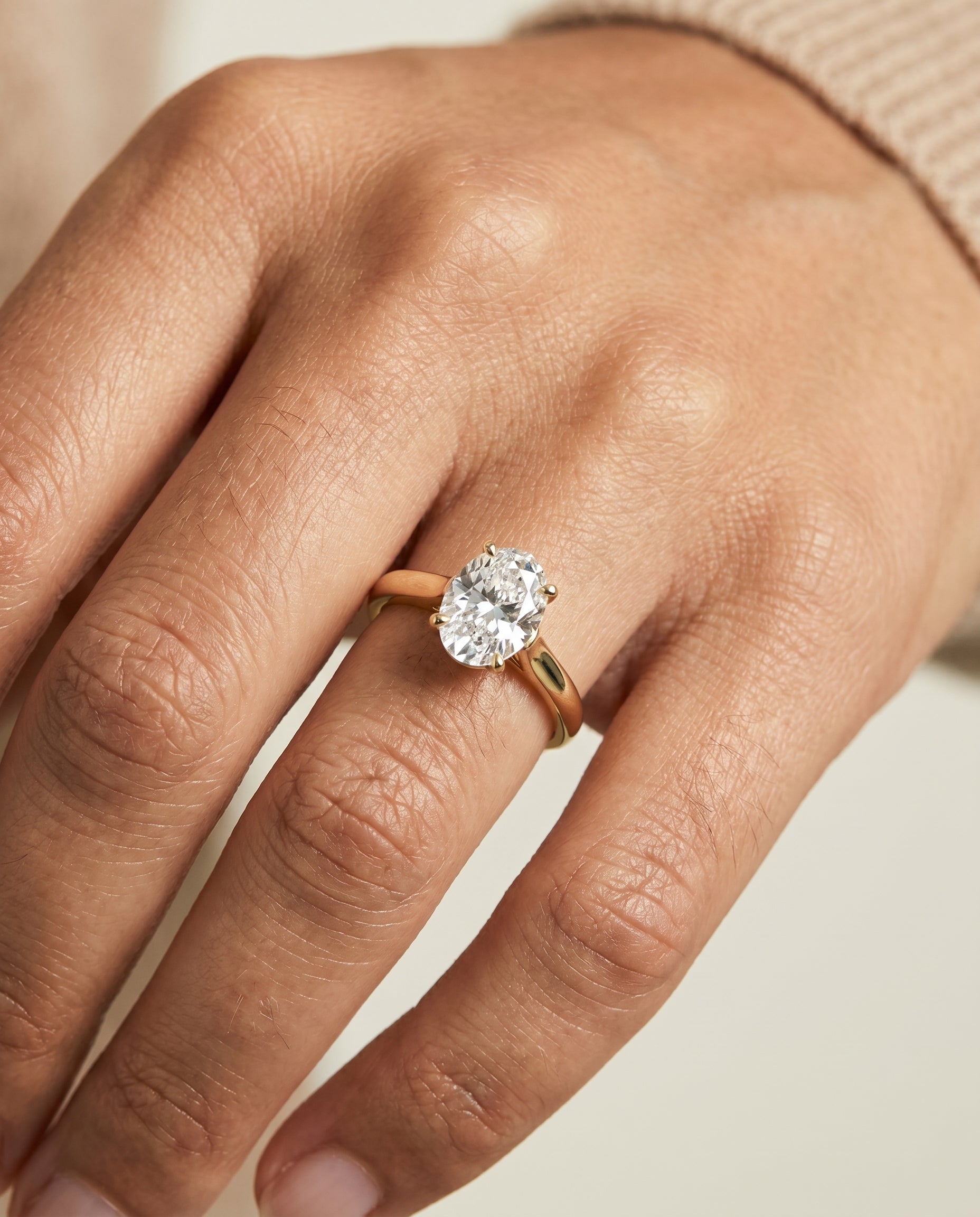 The Juliette engagement ring setting in 18K Yellow Gold, elegant cathedral squared edge solitaire design | RockHer